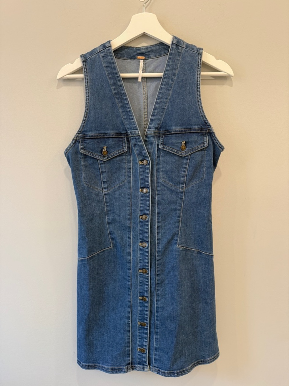 Free People Wandering Star Denim Button-Front Mini Dress - Picture 5 of 8